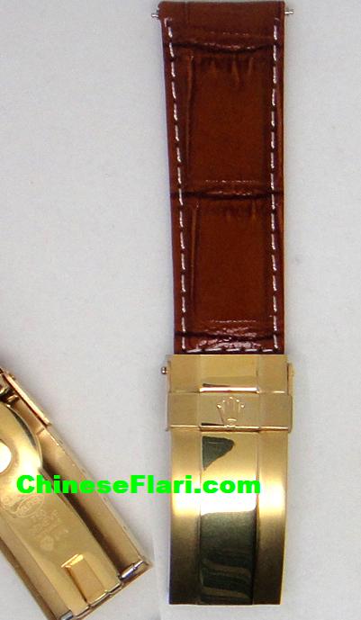 Replacement Rolex Daytona Leather Strap Brown with Gold 20mm